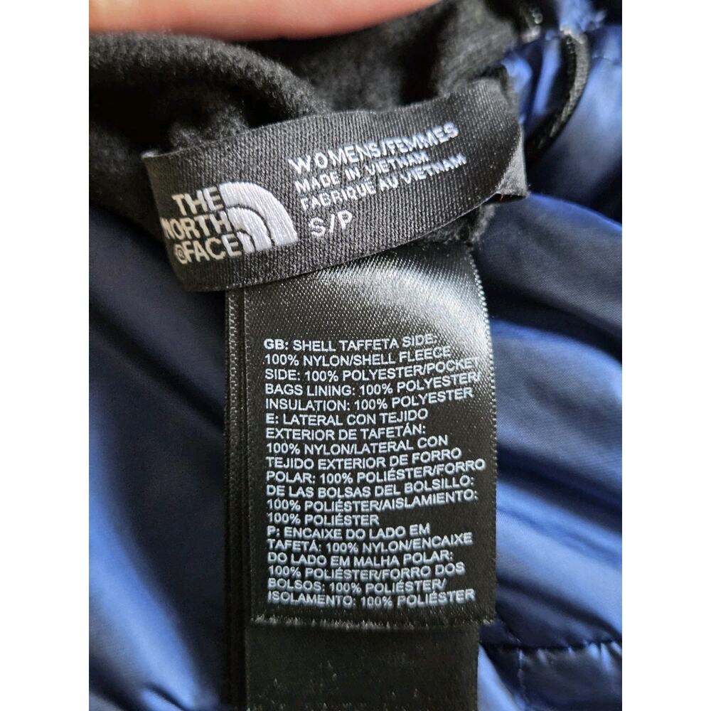 The North Face Mossbud Reversible Jacket Womens S Blue Black Faux Fur Puffer - Picture 7 of 10